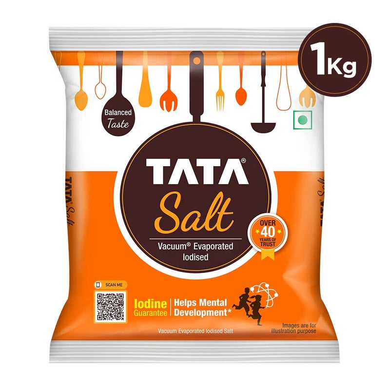 Tata Salt, 1 kg - (1000 grams pack) - 35.27 oz - India - Vacuum evaporated iodised salt - Vegetarian - Image 3